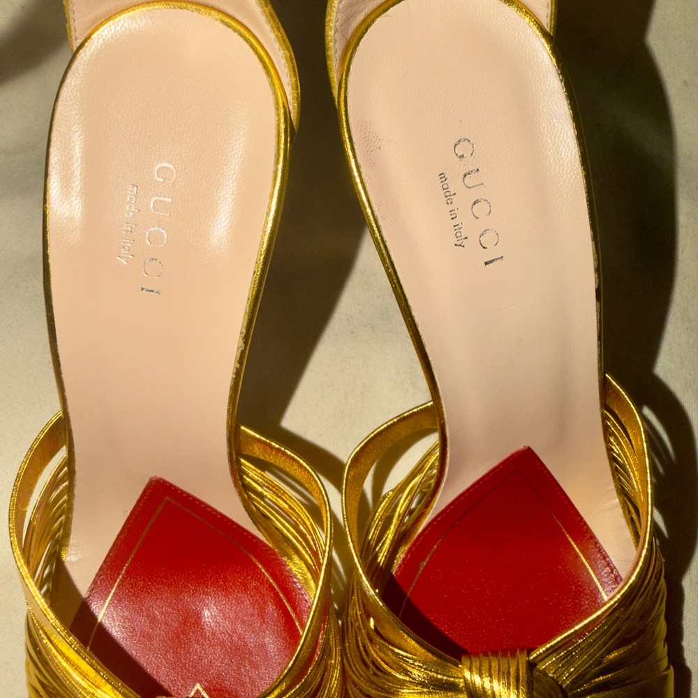 Gucci Women's Crawford Metallic Leather Sandals size 39.5